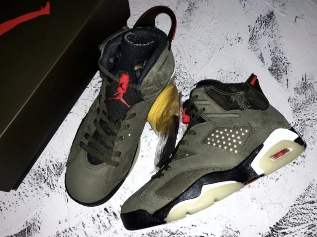 Scott Medium CN1084-200 Air Olive 6 Jordan x Travis 0629